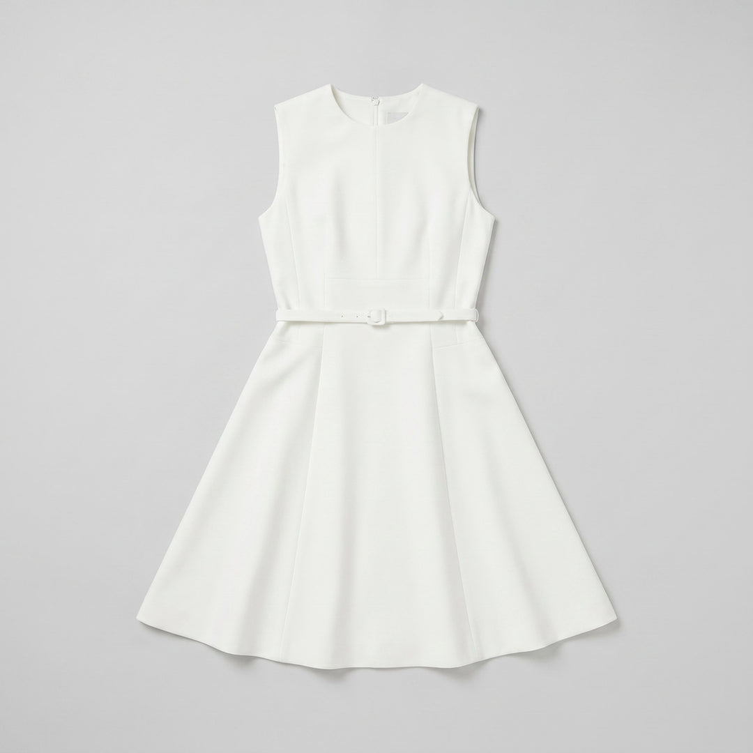 Camille white belted mini dress product flat lay