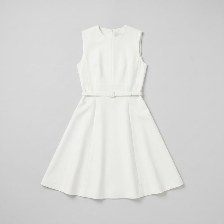 Camille white belted mini dress product flat lay