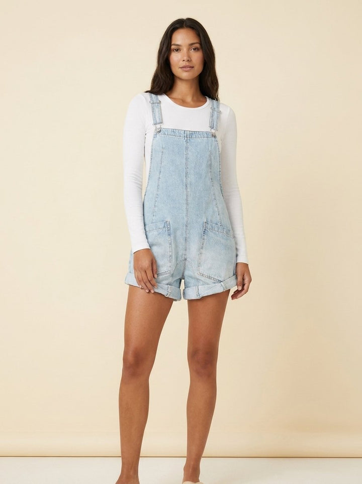 Capri One-Piece Jumpsuit light blue denim front