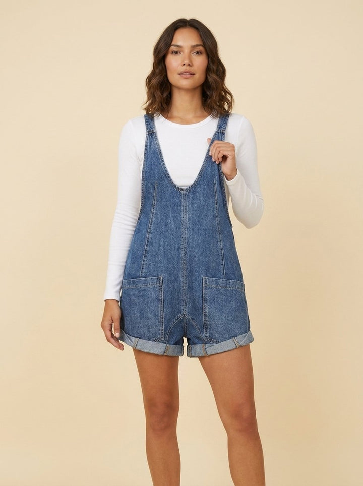 Capri One-Piece Jumpsuit navy denim front