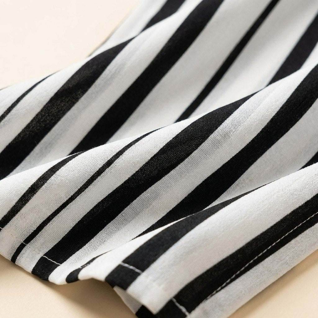 Capucine matching set, striped woven fabric close-up