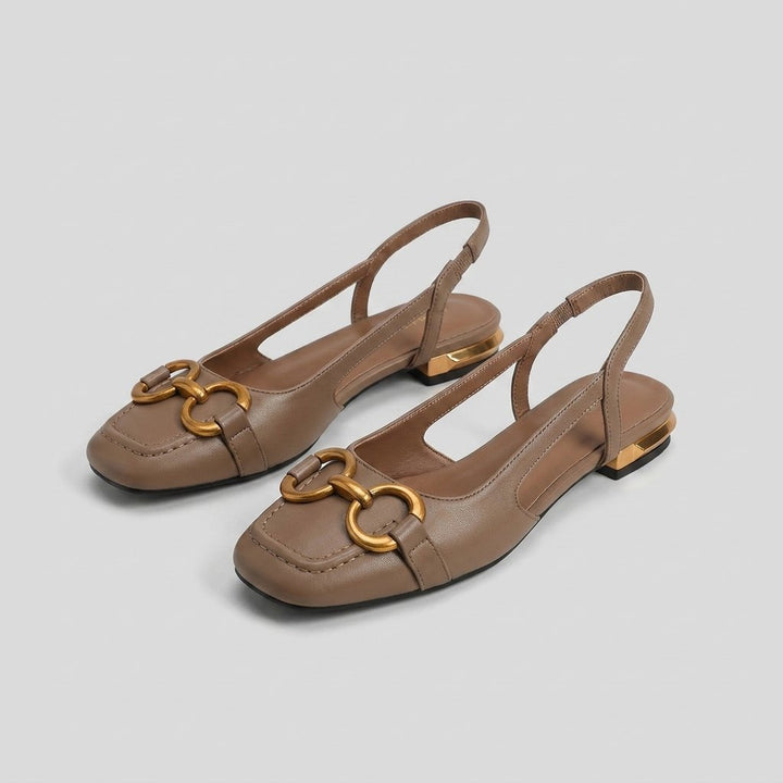 Celia slingback flat brown - front