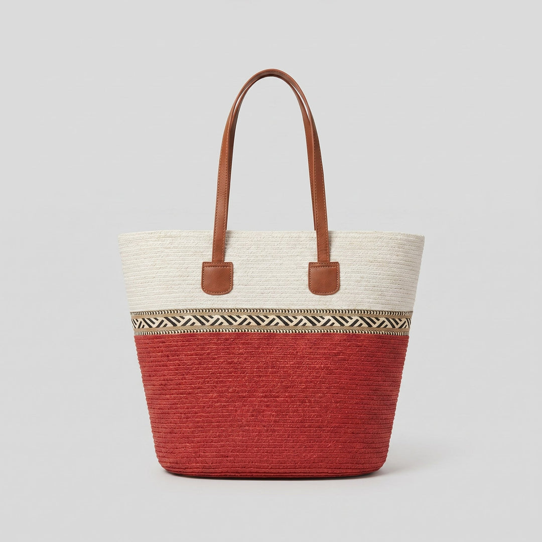 Chic straw tote handbag