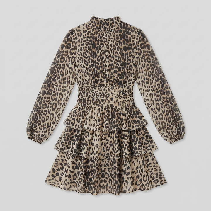 Chiffon leopard midi dress product flat-lay