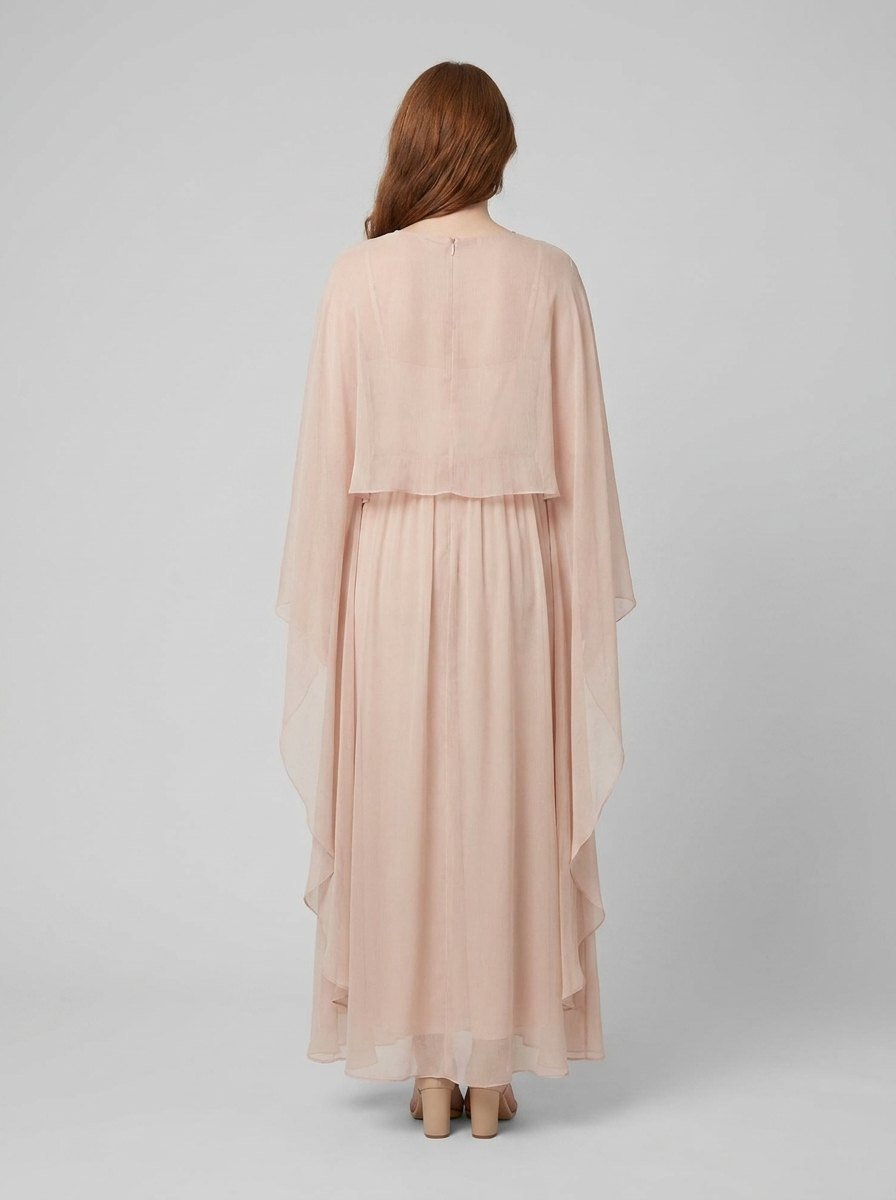 Cindy pale-pink chiffon maxi back view
