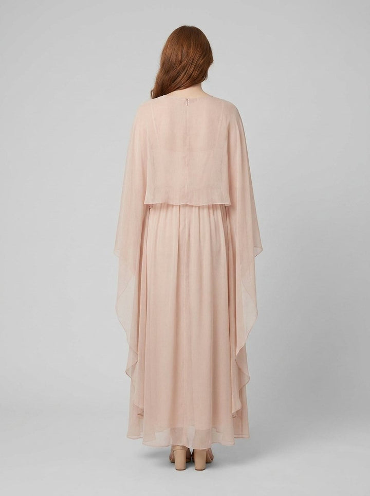 Cindy pale-pink chiffon maxi back view
