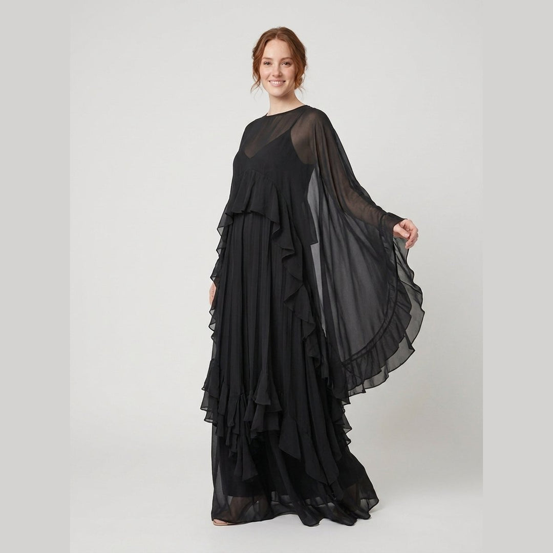 Cindy chiffon maxi dress black on model