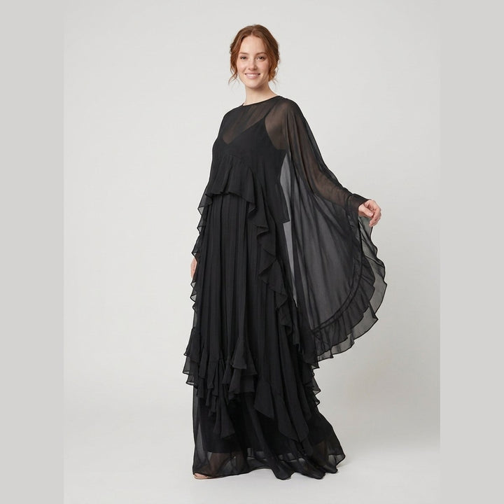 Cindy chiffon maxi dress black on model