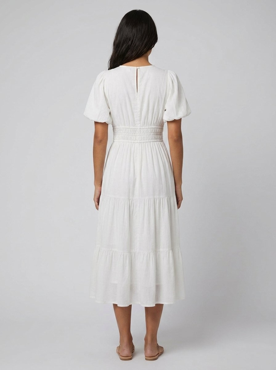Citrine white cotton midi back view