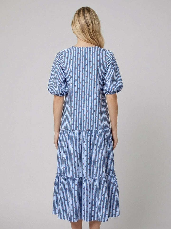 Citrus Tara blue floral sundress back view