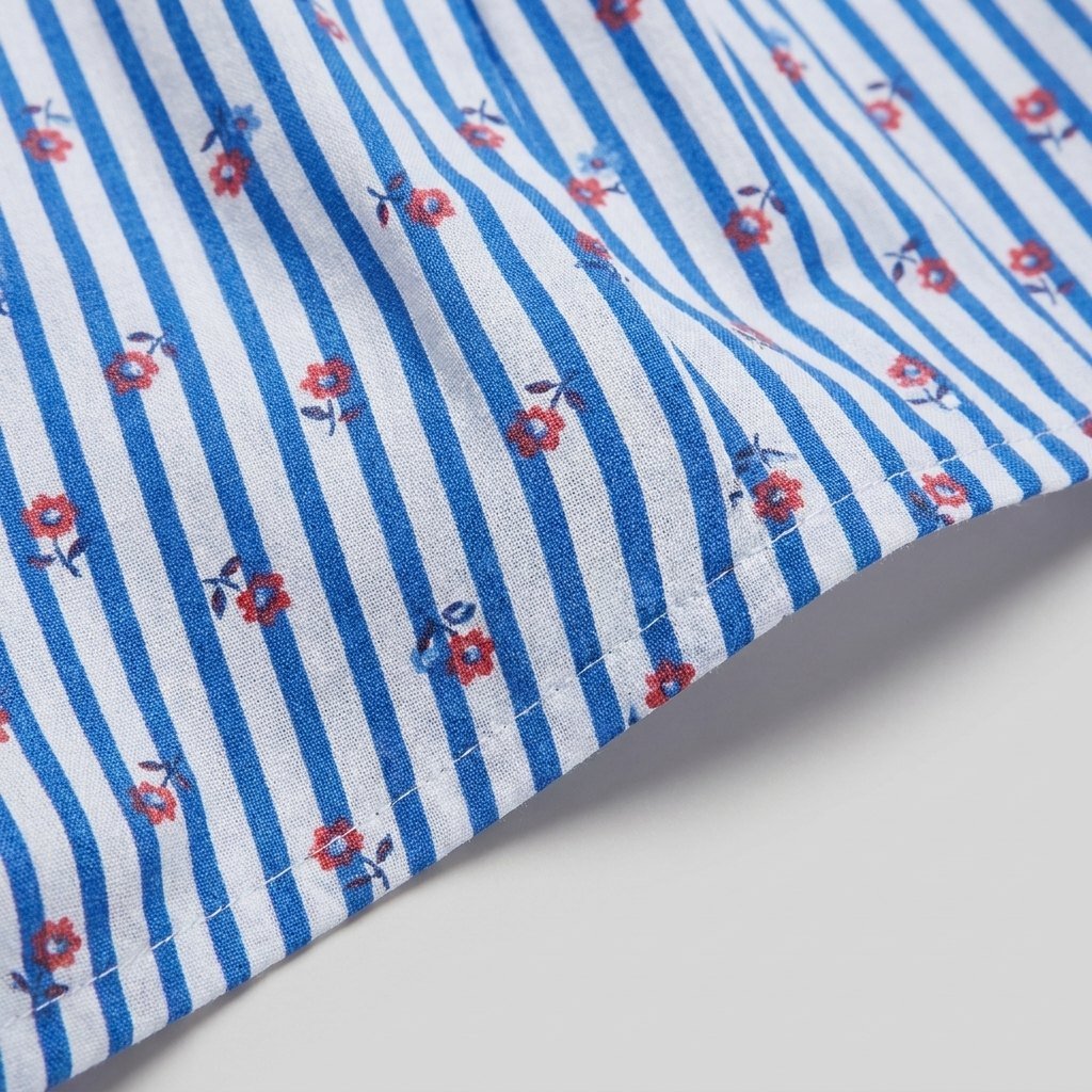 Citrus Tara blue floral cotton fabric close-up