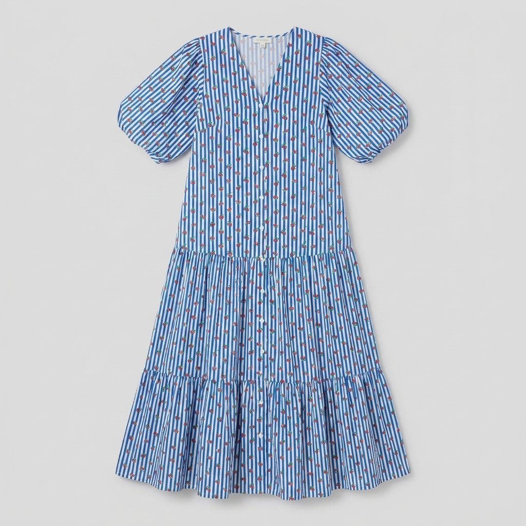 Citrus Tara cherry stripe sundress product flat lay