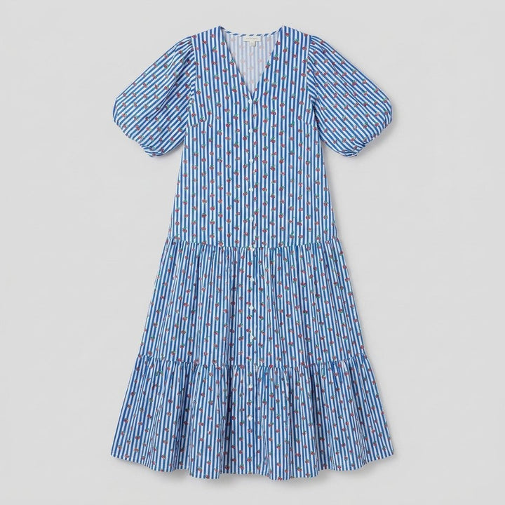Citrus Tara cherry stripe sundress product flat lay
