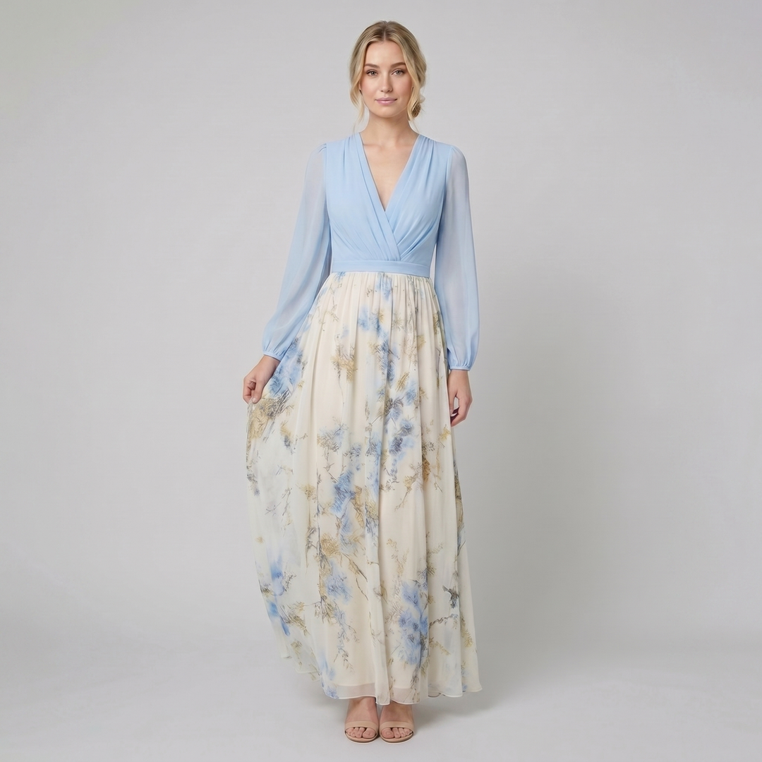 Clara floral print chiffon maxi dress