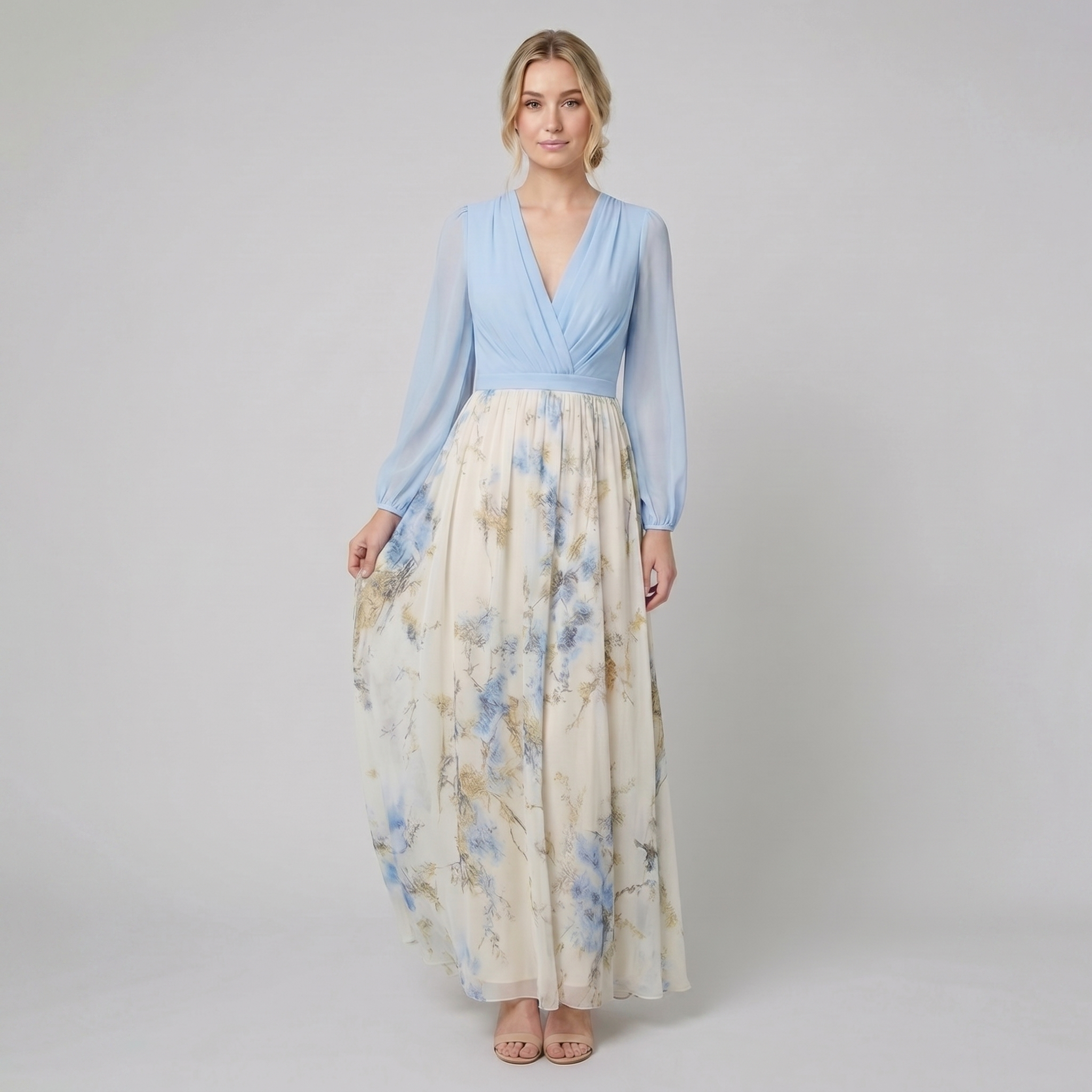 Clara floral print chiffon maxi dress