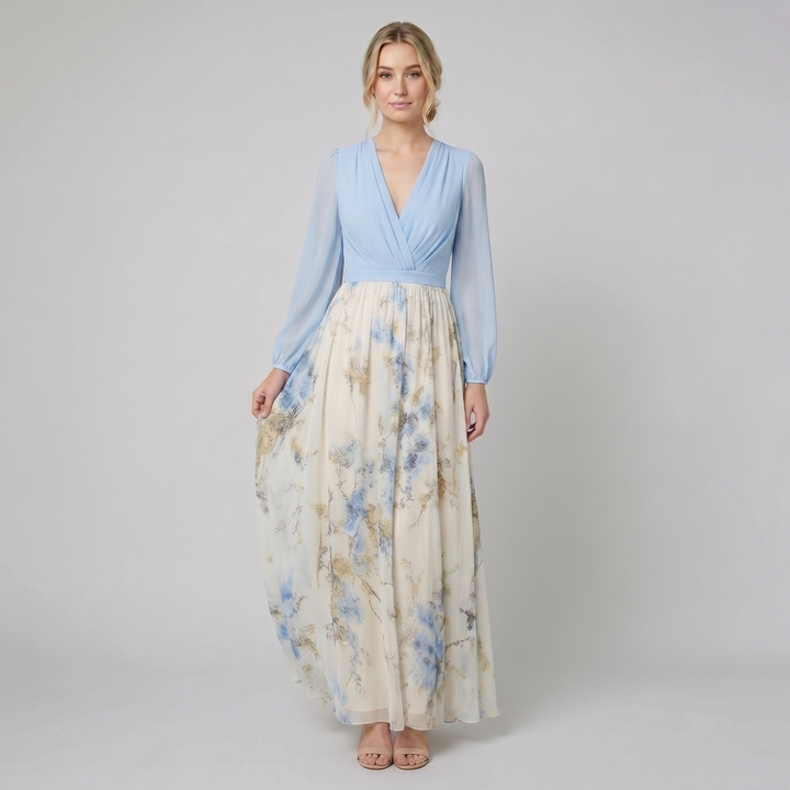 Clara floral print chiffon maxi dress