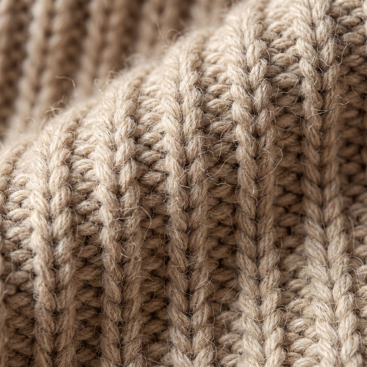 Cleo cozy sweater ribbed knit fabric close-up
