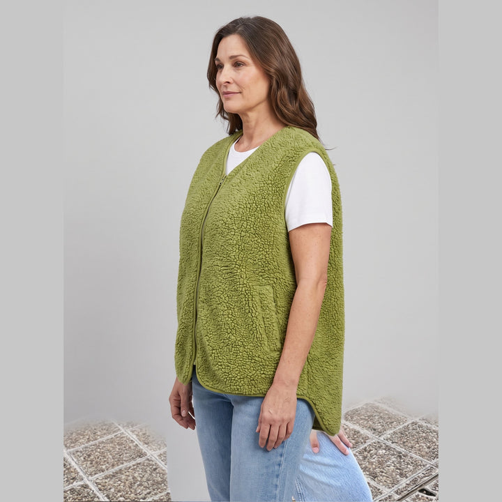 Cleo sherpa fleece vest green side