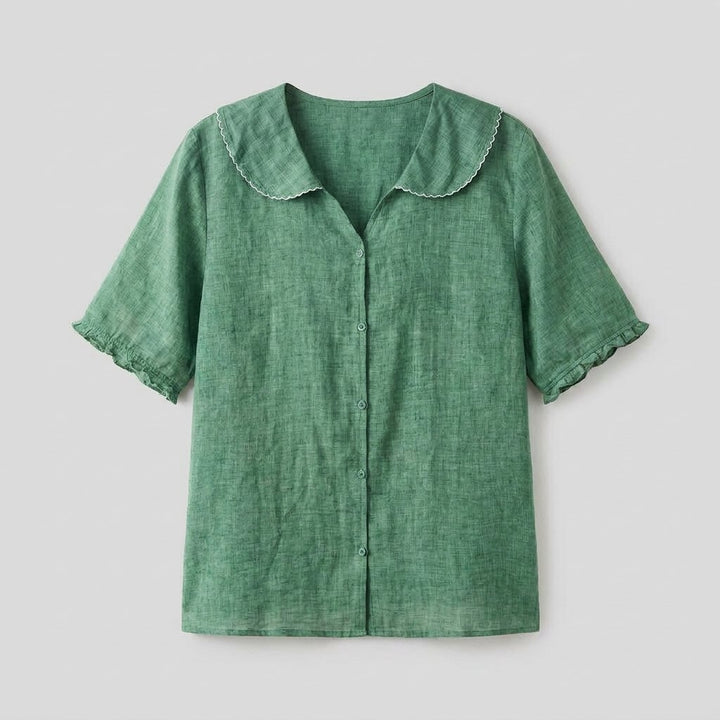 Cleo cotton-linen blouse product flat lay