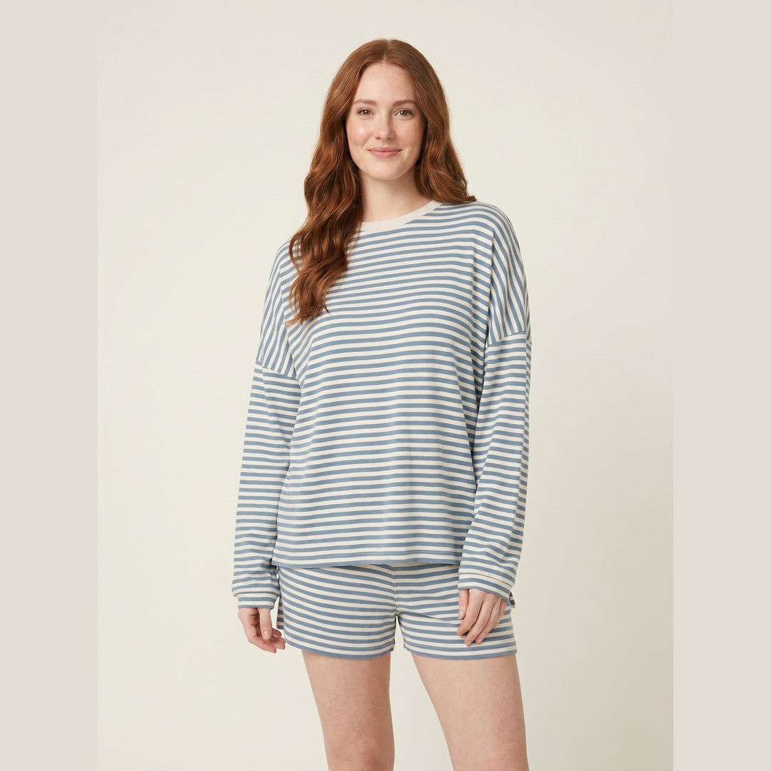 Cleo striped shorts set blue
