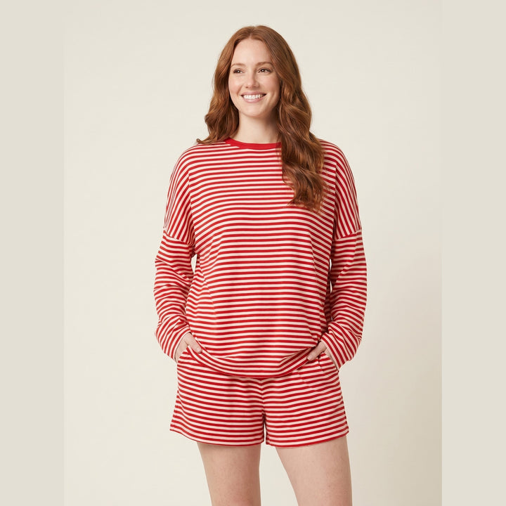 Cleo striped shorts set red