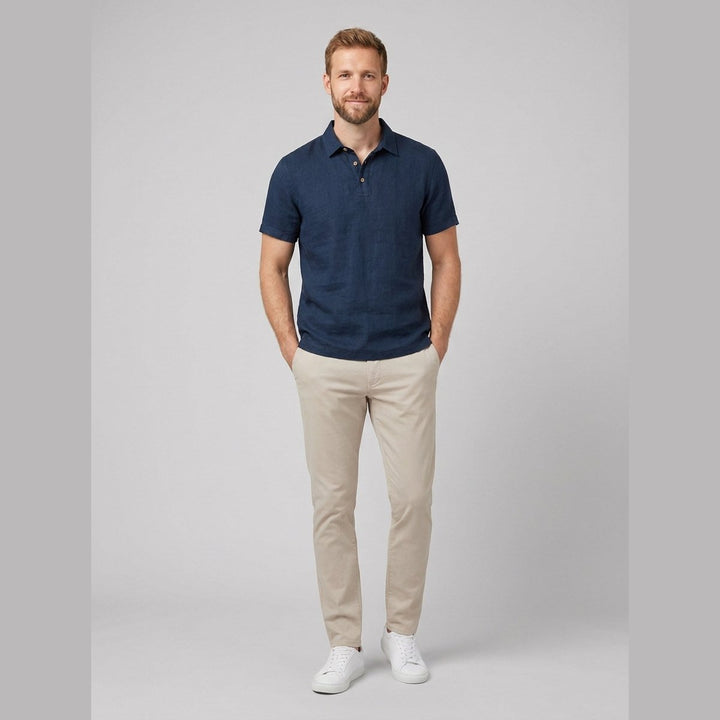 Cobalt men's linen polo shirt dark blue