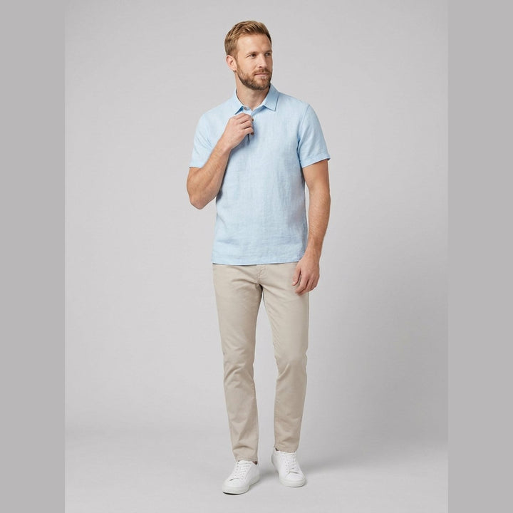 Cobalt men's linen polo shirt light blue