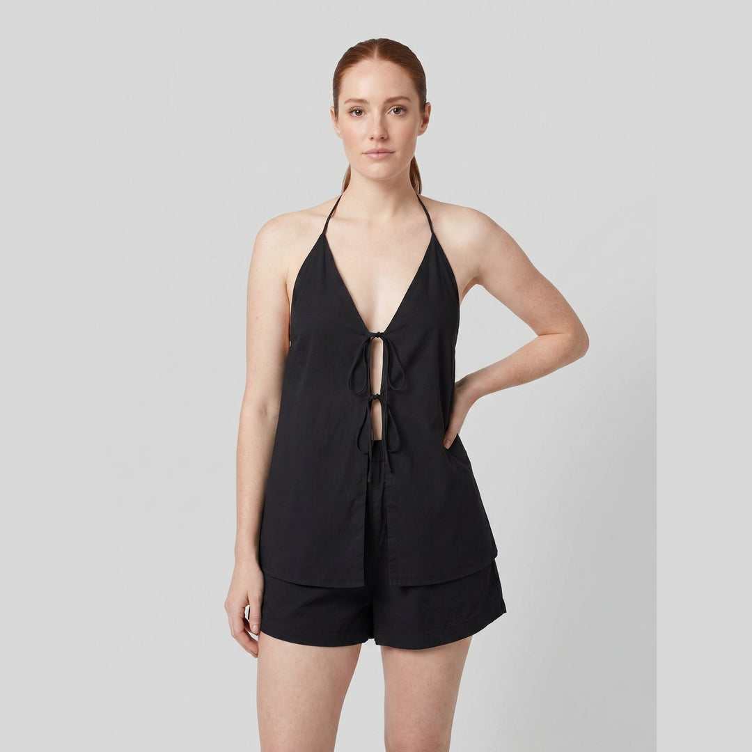 Cora Backless Halter Set black