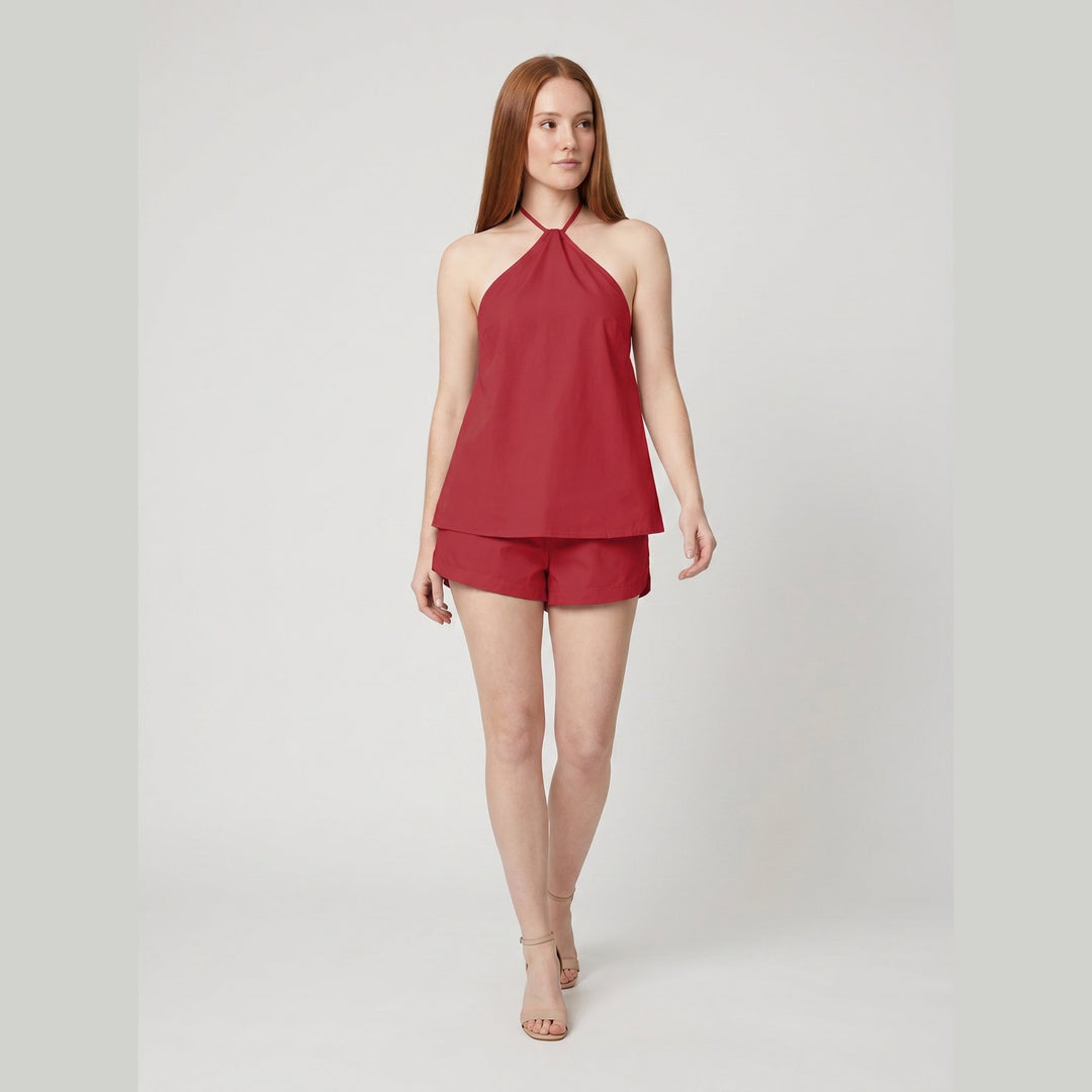 Cora Backless Halter Set red