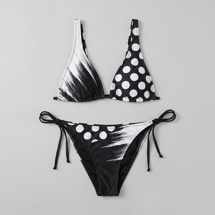 Black bikini set front flat-lay