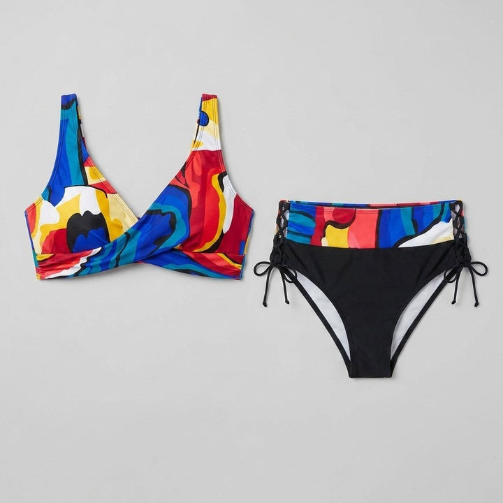 Multicolor bikini set front flat-lay