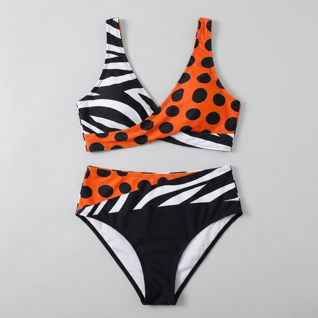 Orange bikini set front flat-lay