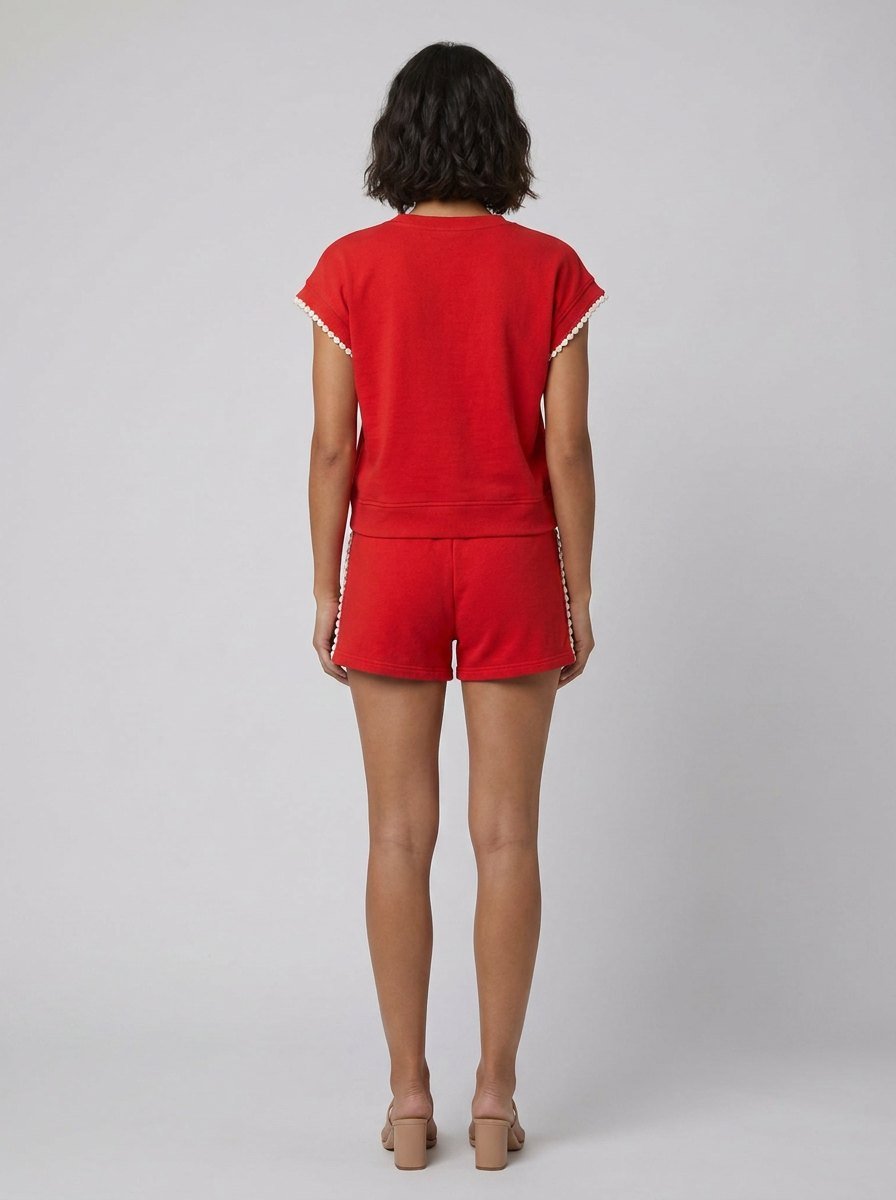 Cora red cotton set back view