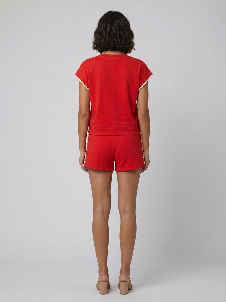 Cora red cotton set back view