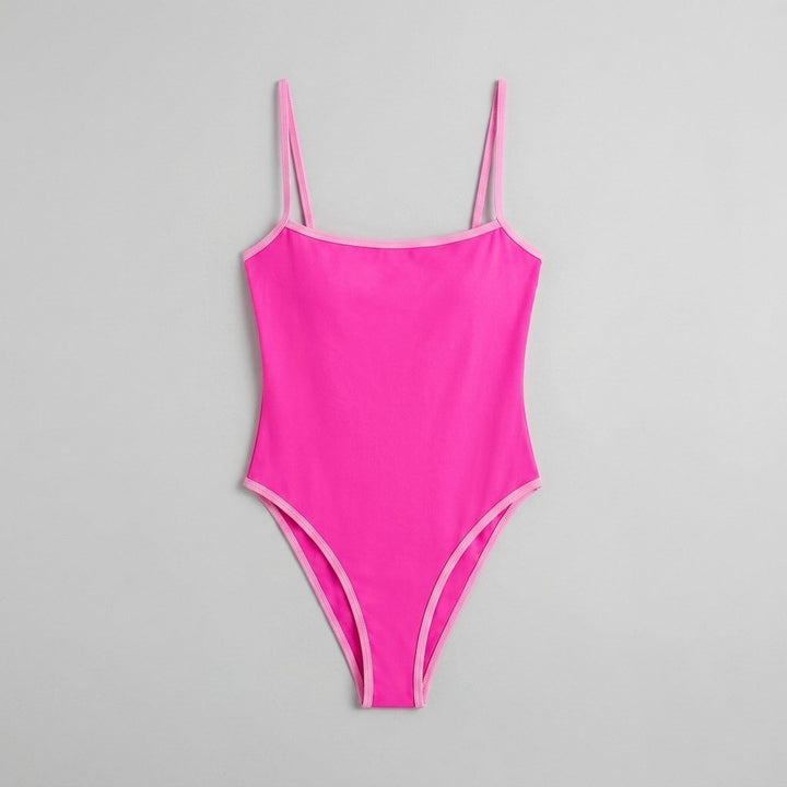 Hot pink one-piece swimsuit front flat-lay