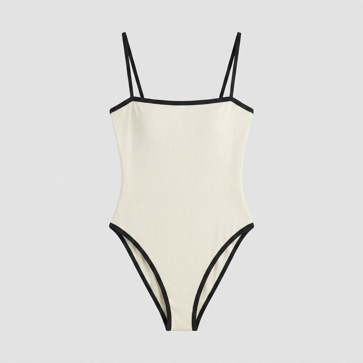 White one-piece swimsuit front flat-lay