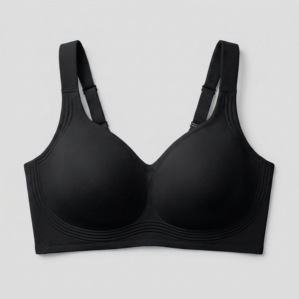 Black wireless full-coverage bra flat-lay