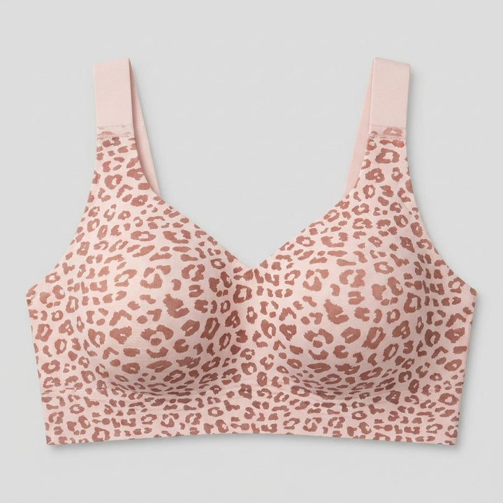 Light leopard print wireless bra flat-lay