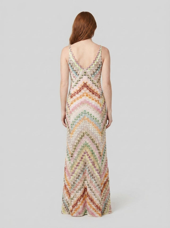 Cosima herringbone knit maxi dress back view