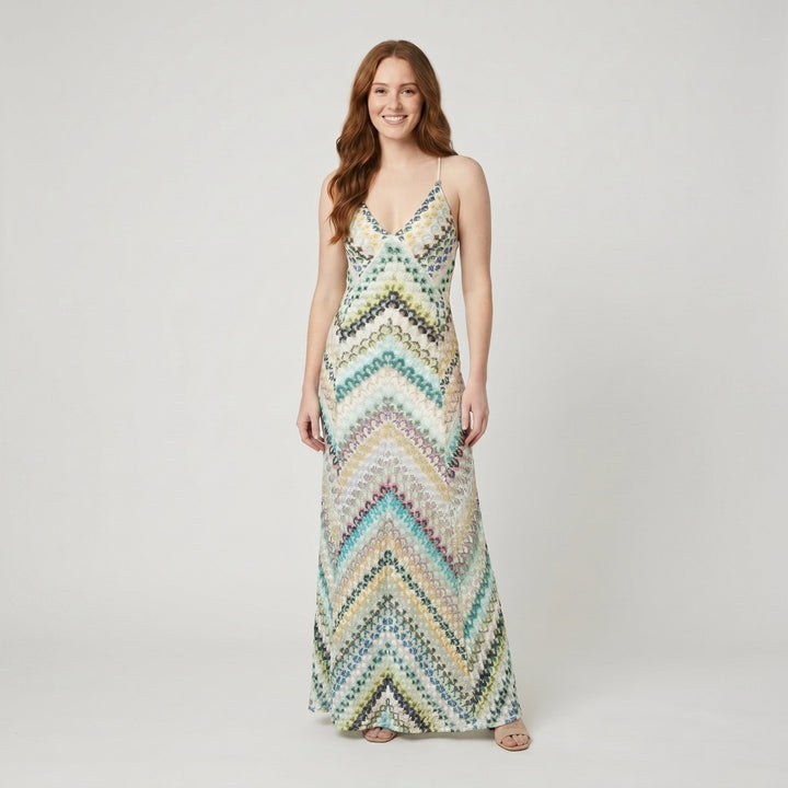 Cosima herringbone knit maxi dress green