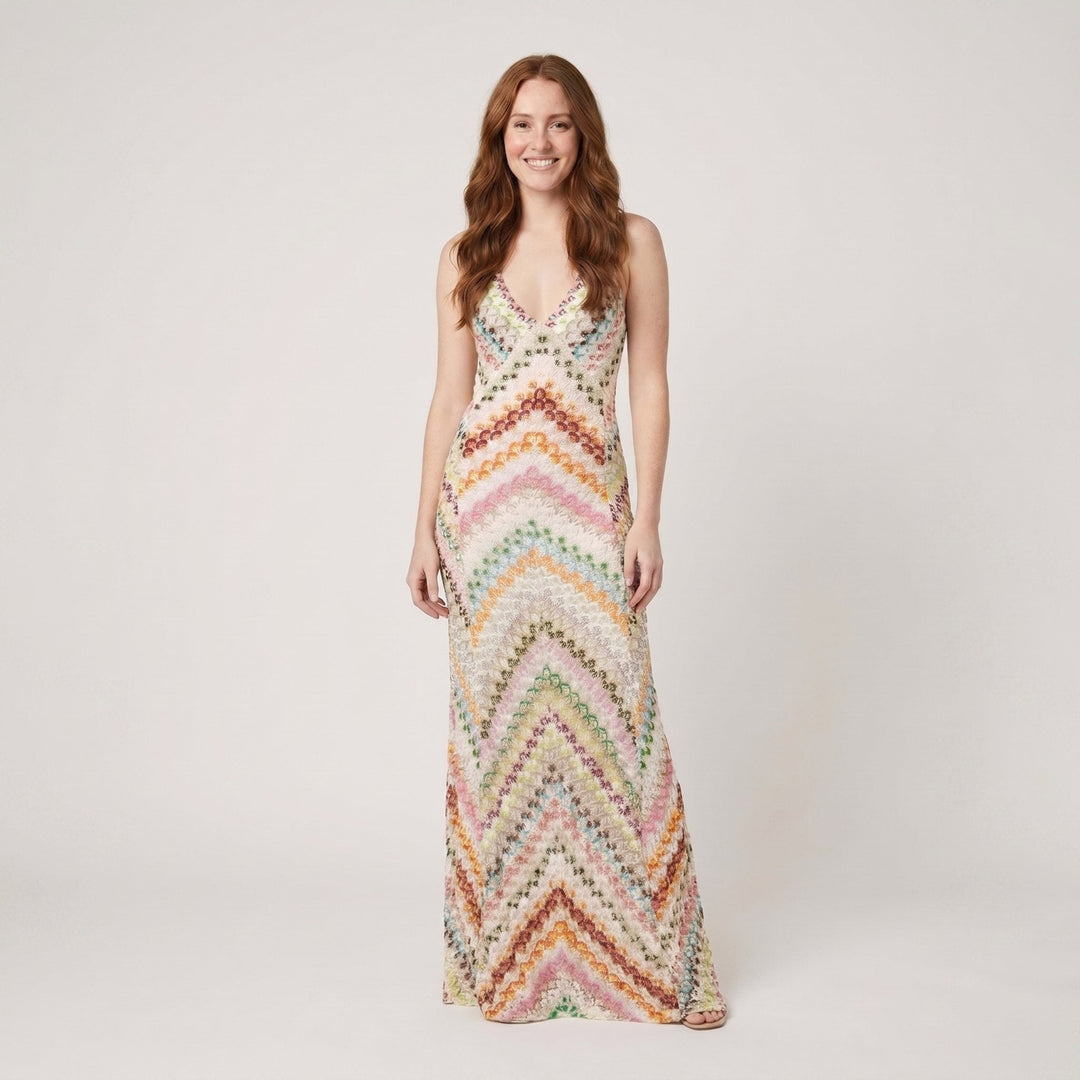 Cosima herringbone knit maxi dress multicolour