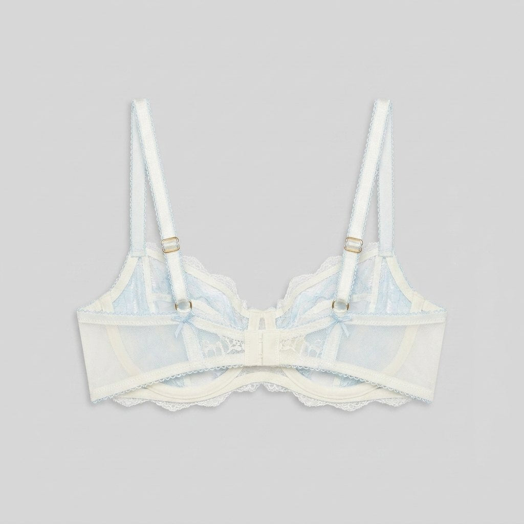 Dahlia Balcony Bra floral chiffon back flat-lay