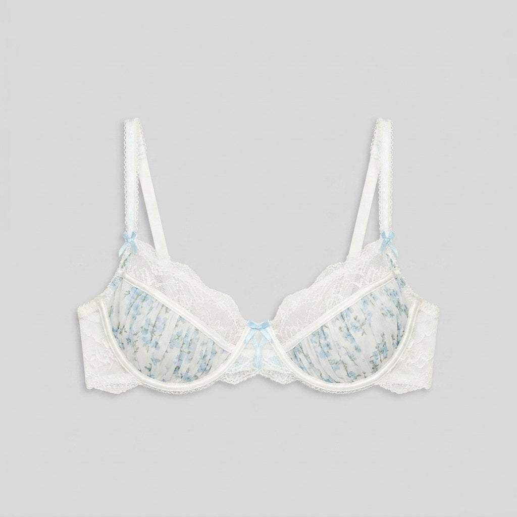 Dahlia Balcony Bra floral chiffon front flat-lay