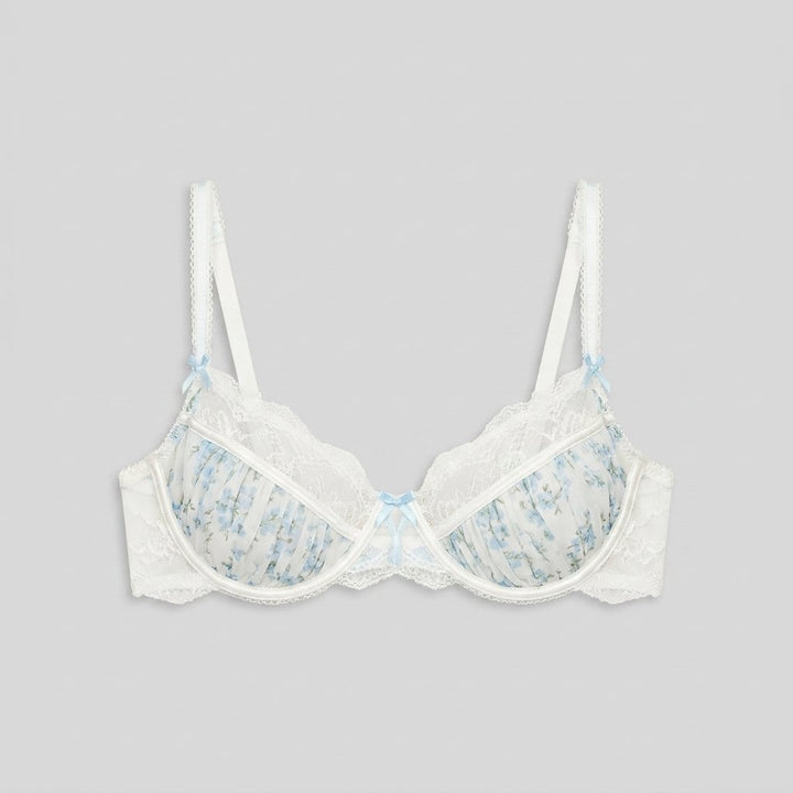 Dahlia Balcony Bra floral chiffon front flat-lay