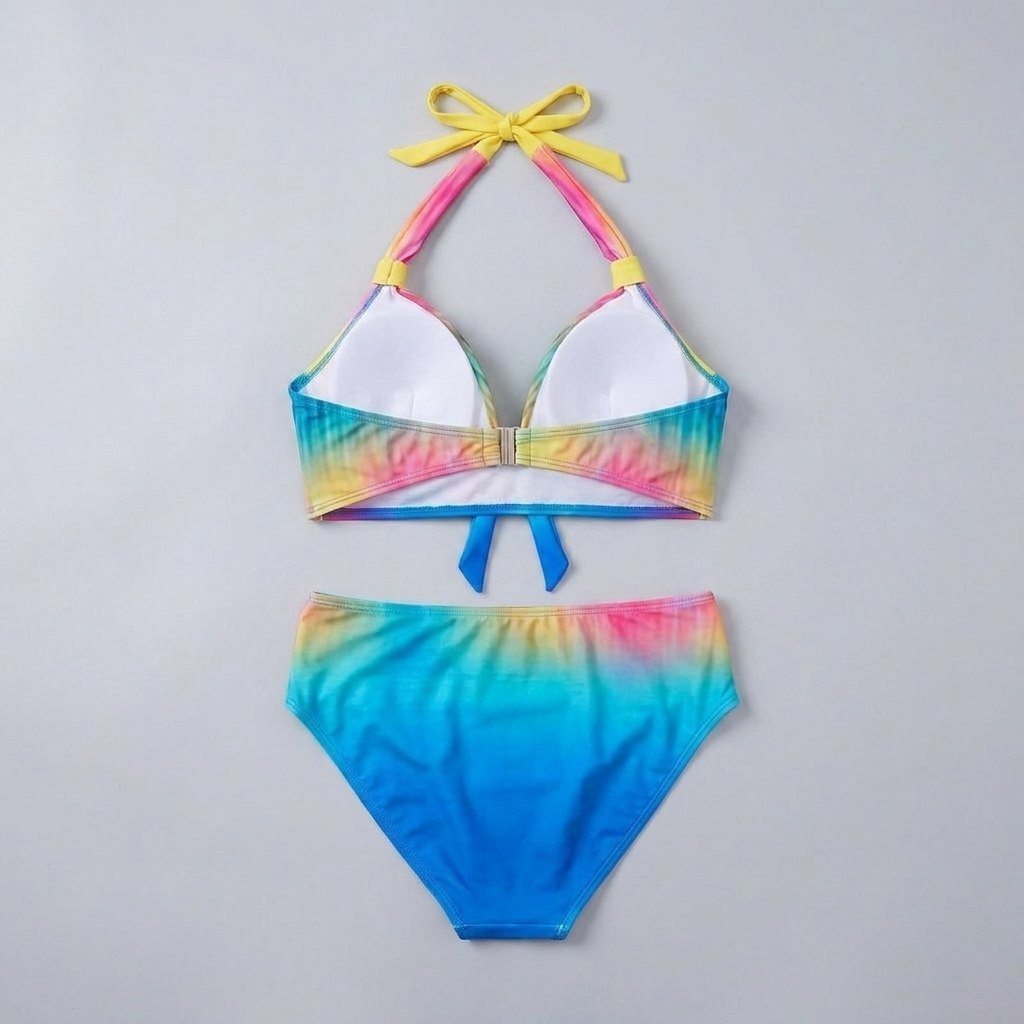 Dahlia high-waisted bikini back view flat-lay