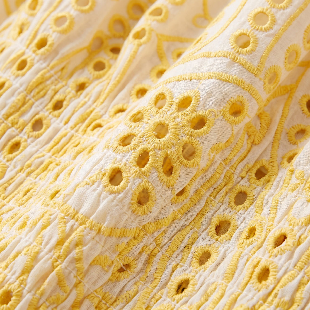 Dahlia eyelet fabric close-up detail