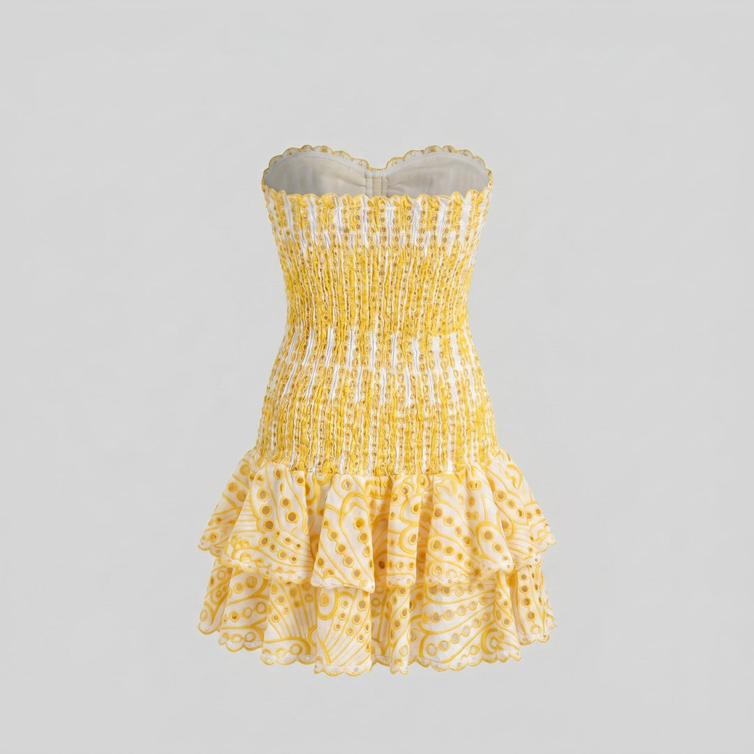 Dahlia smocked strapless mini dress product shot
