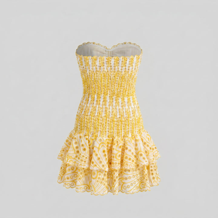 Dahlia smocked strapless mini dress product shot