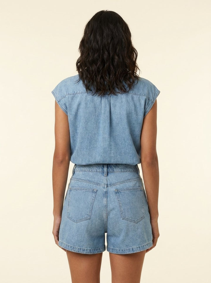 Daisy aqua denim set back view