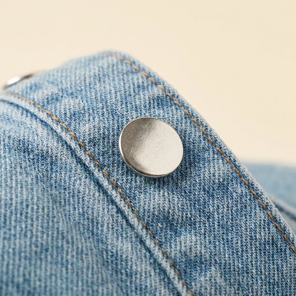 Daisy aqua denim fabric close-up